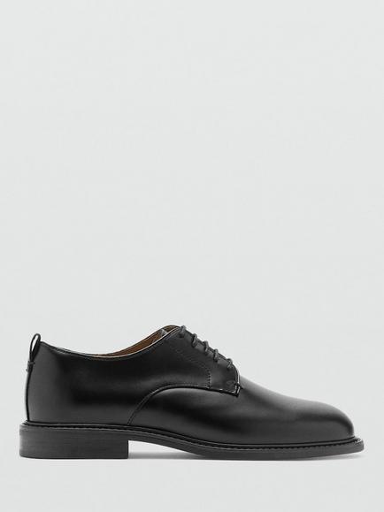 Mango Leather Derby Shoes, Black