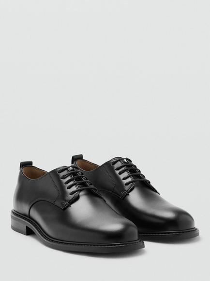 Mango Leather Derby Shoes - view 2, Black