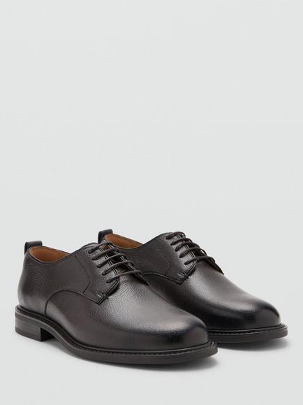 Mango Leather Derby Shoes - view 2, Brown