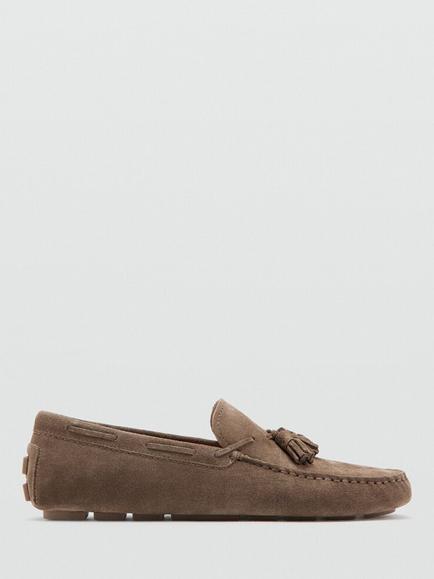 Mango Suede Tassel Loafers, Taupe, Taupe