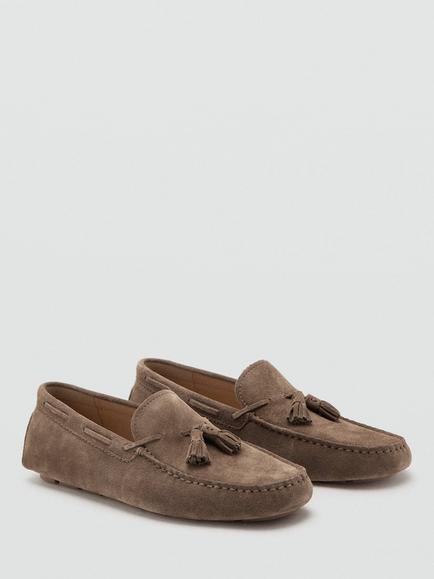 Mango Suede Tassel Loafers, Taupe - view 2, Taupe