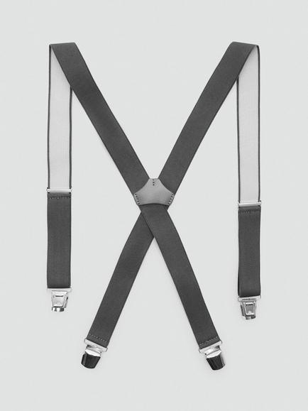 Mango Tirantes Leather Trim Braces, Grey, Grey