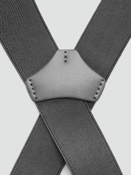 Mango Tirantes Leather Trim Braces, Grey - view 2, Grey