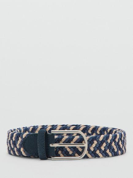 Mango Braided Belt, Navy, Navy