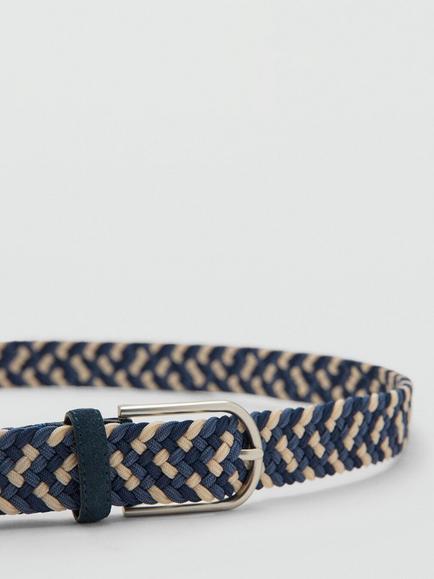 Mango Braided Belt, Navy - view 2, Navy
