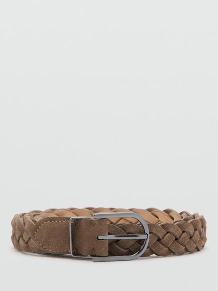 Mango Braided Suede Belt, Taupe, Taupe