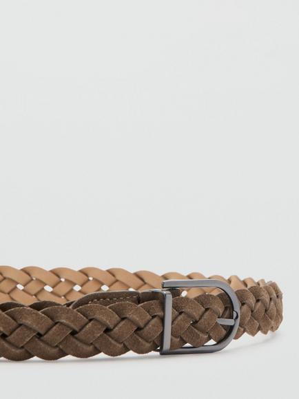 Mango Braided Suede Belt, Taupe - view 2, Taupe