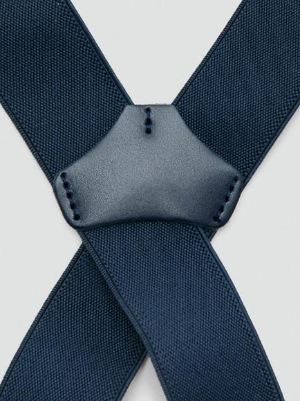 Mango Tirantes Leather Trim Braces, Navy - view 2, Navy