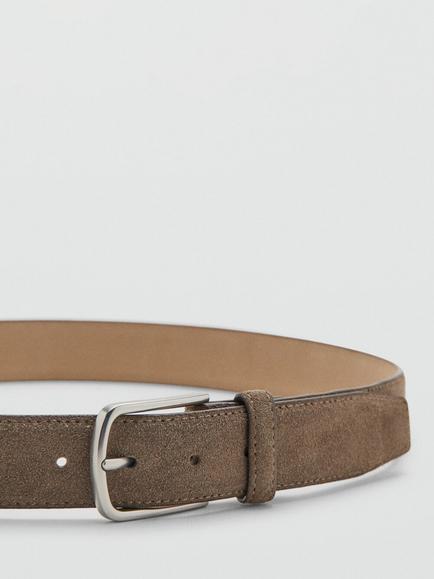 Mango Slim Leather Belt, Beige - view 2, Beige