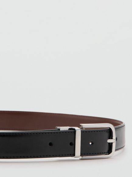 Mango Reversible Leather Belt, Black/Tan - view 2, Black/Tan