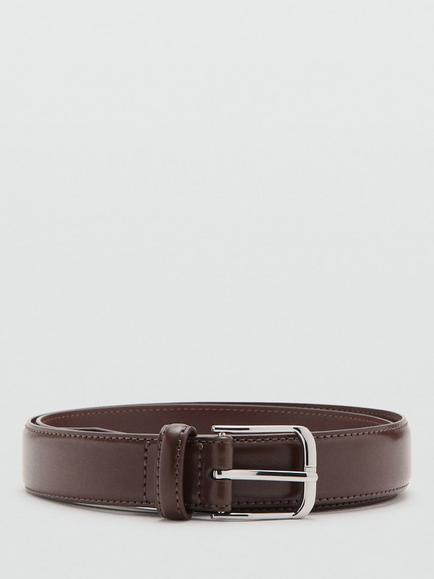 Mango Cinturon Leather Belt, Brown, Brown