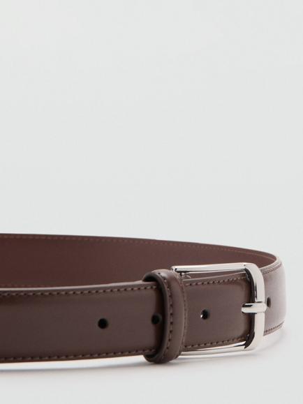 Mango Cinturon Leather Belt, Brown - view 2, Brown