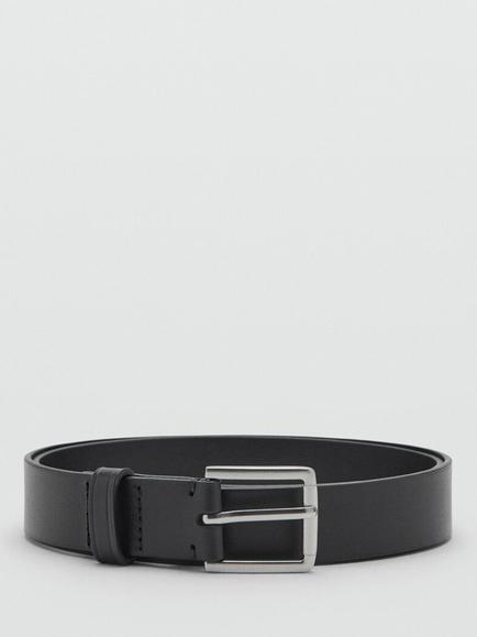 Mango Cinturon Bolo Leather Belt, Black, Black