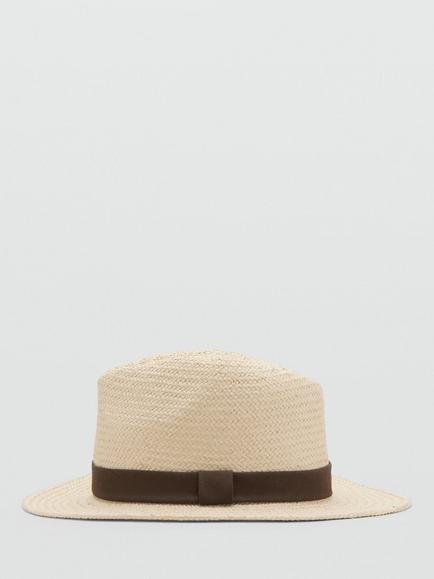 Mango Straw Fedora Hat, Raw, Raw