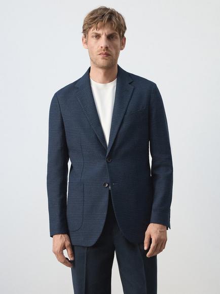 Mango Linen Blend Blazer, Navy, Navy