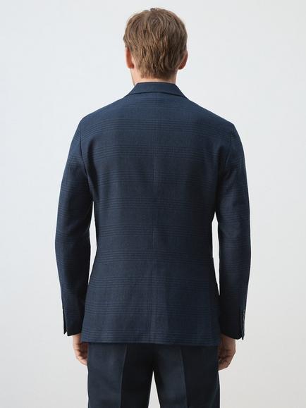 Mango Linen Blend Blazer, Navy - view 2, Navy