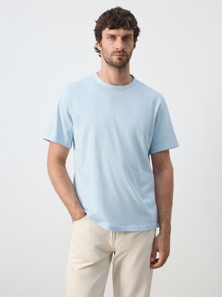 Mango Regular Fit Short Sleeve T-Shirt, Sky Blue, Sky Blue