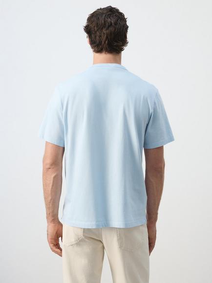 Mango Regular Fit Short Sleeve T-Shirt, Sky Blue - view 2, Sky Blue