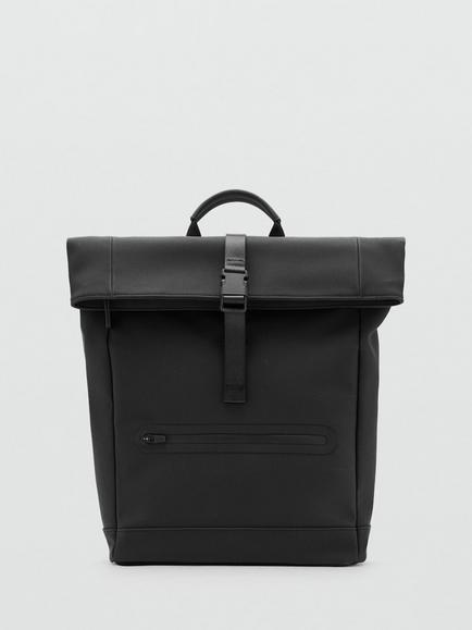 Mango Roll-Top Backpack, Black, Black