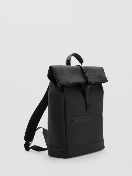 Mango Roll-Top Backpack, Black - view 2, Black