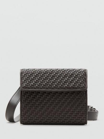Mango Woven Crossbody Bag, Brown, Brown