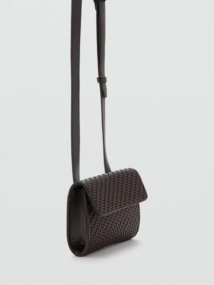 Mango Woven Crossbody Bag, Brown - view 2, Brown