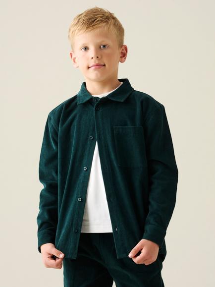 Angel & Rocket Kids' Theo Cotton Corduroy Shirt, Teal, Teal