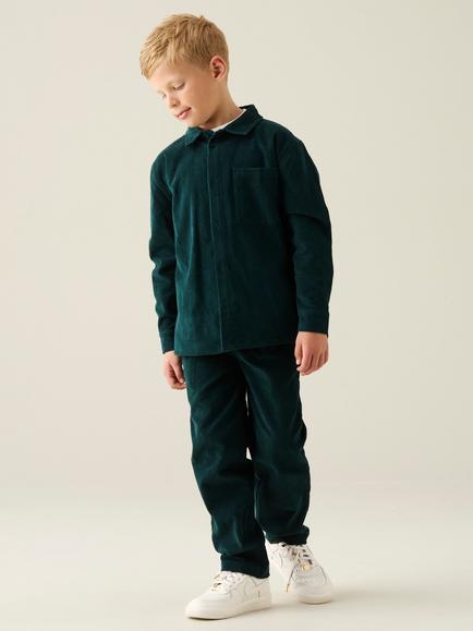 Angel & Rocket Kids' Theo Cotton Corduroy Shirt, Teal - view 2, Teal