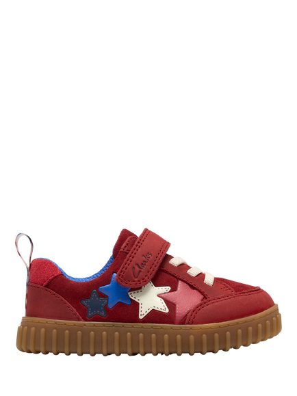 Clarks Kids' Cove Go T Shoes, Red Leather, Red Leather