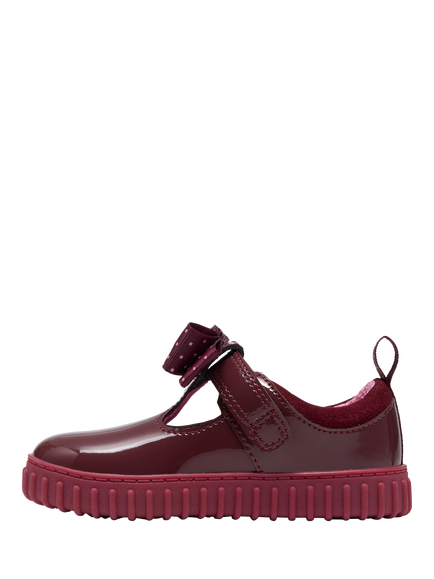 Clarks Baby Cove Bow T Shoes, Burgundy Patent - view 2, Burgundy Patent