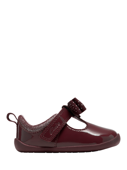 Clarks Baby Roamer Trim T Shoes, Burgundy Patent, Burgundy Patent