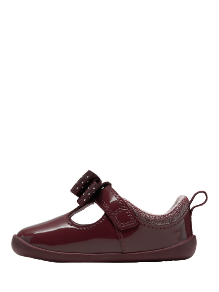 Clarks Baby Roamer Trim T Shoes, Burgundy Patent - view 2, Burgundy Patent