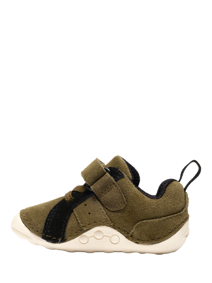 Clarks Baby Tiny Park T Trainers, Khaki Combi - view 2, Khaki Combi