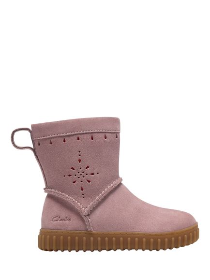 Clarks Kids' Cove Spirit T Zip Side Boots, Dusty Pink Suede, Dusty Pink Suede