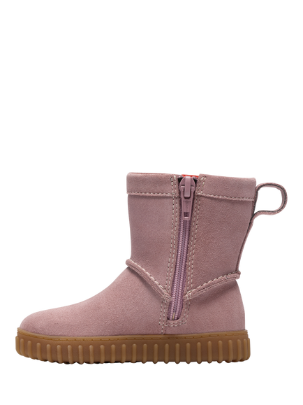 Clarks Kids' Cove Spirit T Zip Side Boots, Dusty Pink Suede - view 2, Dusty Pink Suede