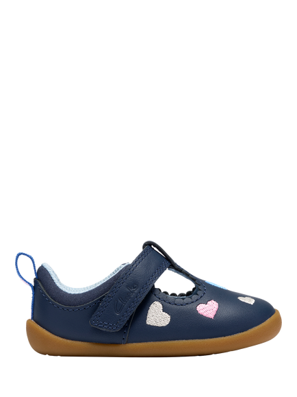 Clarks Baby Roamer Heart Shoes, Navy Leather, Navy Leather