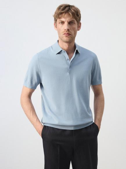 Mango Pure Cotton Regular Fit Polo Shirt, Aqua