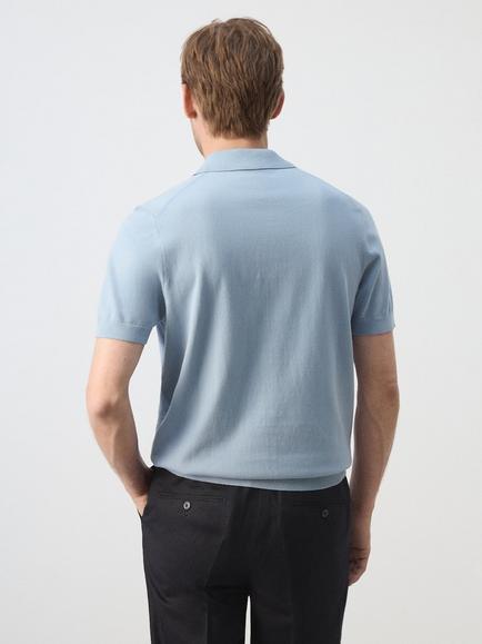 Mango Pure Cotton Regular Fit Polo Shirt - view 2, Aqua