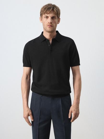 Mango Pure Cotton Regular Fit Polo Shirt, Black