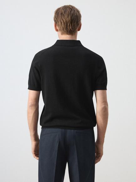 Mango Pure Cotton Regular Fit Polo Shirt - view 2, Black