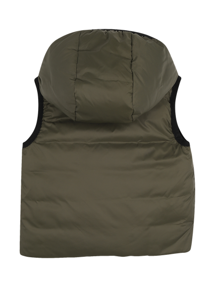 HUGO BOSS Kids' Reversible Hooded Down Gilet, Olive Night - view 2, Olive Night