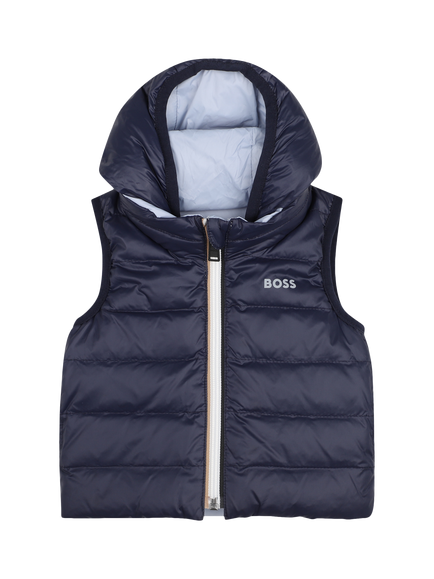 HUGO BOSS Kids' Reversible Hooded Down Gilet, Pale Blue, Pale Blue