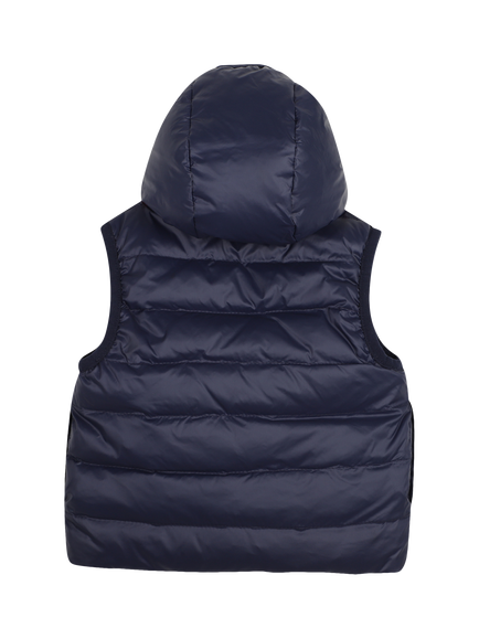 HUGO BOSS Kids' Reversible Hooded Down Gilet, Pale Blue - view 2, Pale Blue