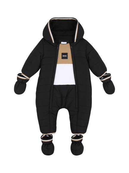 HUGO BOSS Baby Hooded Padded Pilot Suit, Black, Black
