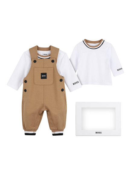 BOSS Baby Cotton Stretch Dungarees and T-Shirt Set, Cookie, Cookie