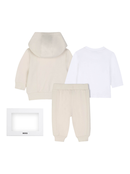 BOSS Baby Brushed Cotton Hoodie, Joggers and T-Shirt Set - view 2, Beige