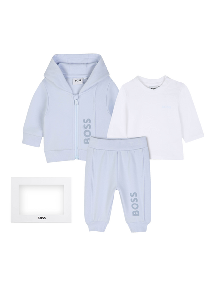 BOSS Baby Brushed Cotton Hoodie, Joggers and T-Shirt Set, Pale Blue