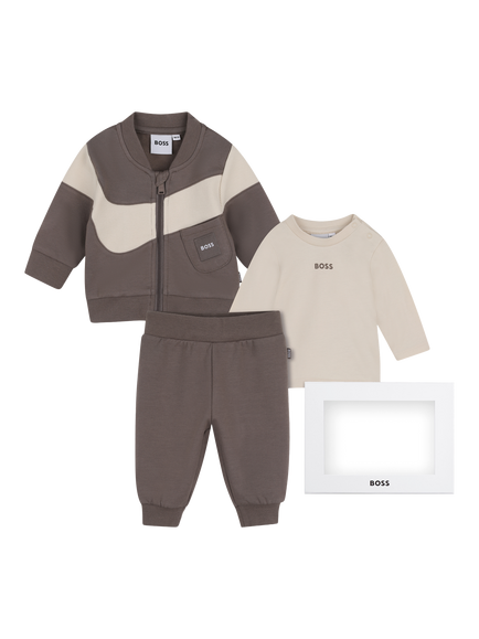 BOSS Baby Brushed Cotton Sweatshirt, Joggers and T-Shirt Set, Falcon