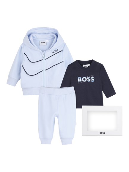 BOSS Baby Brushed Cotton Hoodie, Joggers and T-Shirt Set, Pale Blue