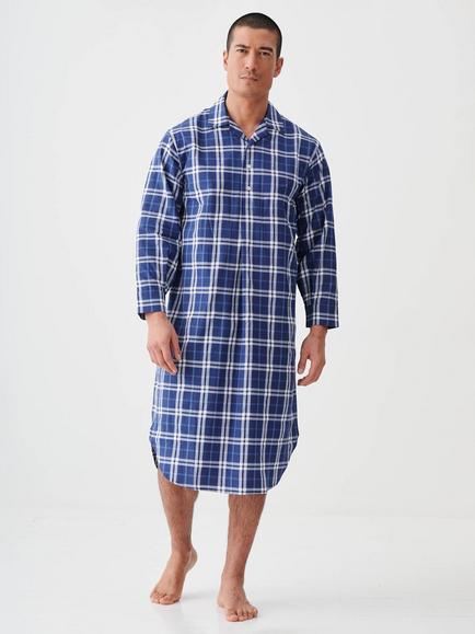 British Boxers Check Cotton Nightshirt, Chester Blue, Chester Blue